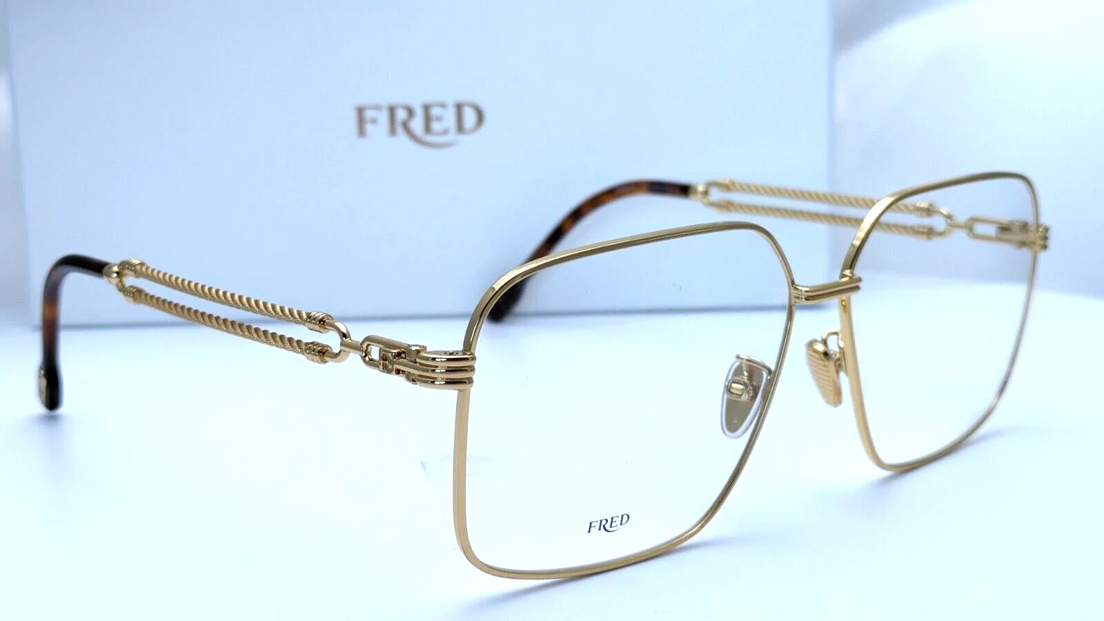 Fred FG50042U 030 Gold Rectangle Unisex Eyeglasses 59mm