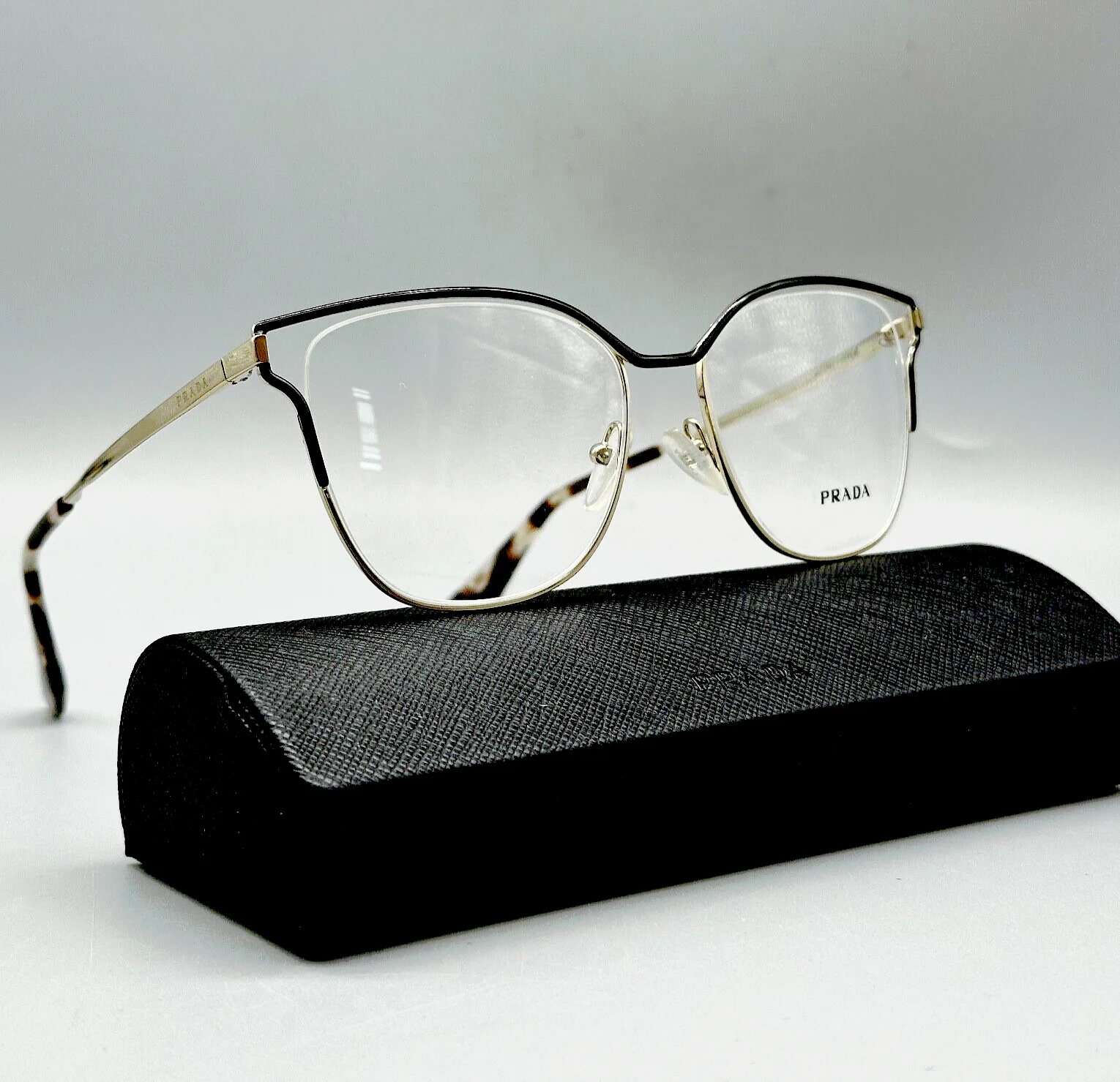 Prada PR 54UV QE3101 Unisex Eyeglasses -53-17-145mm- Gold/Black- 100% Original