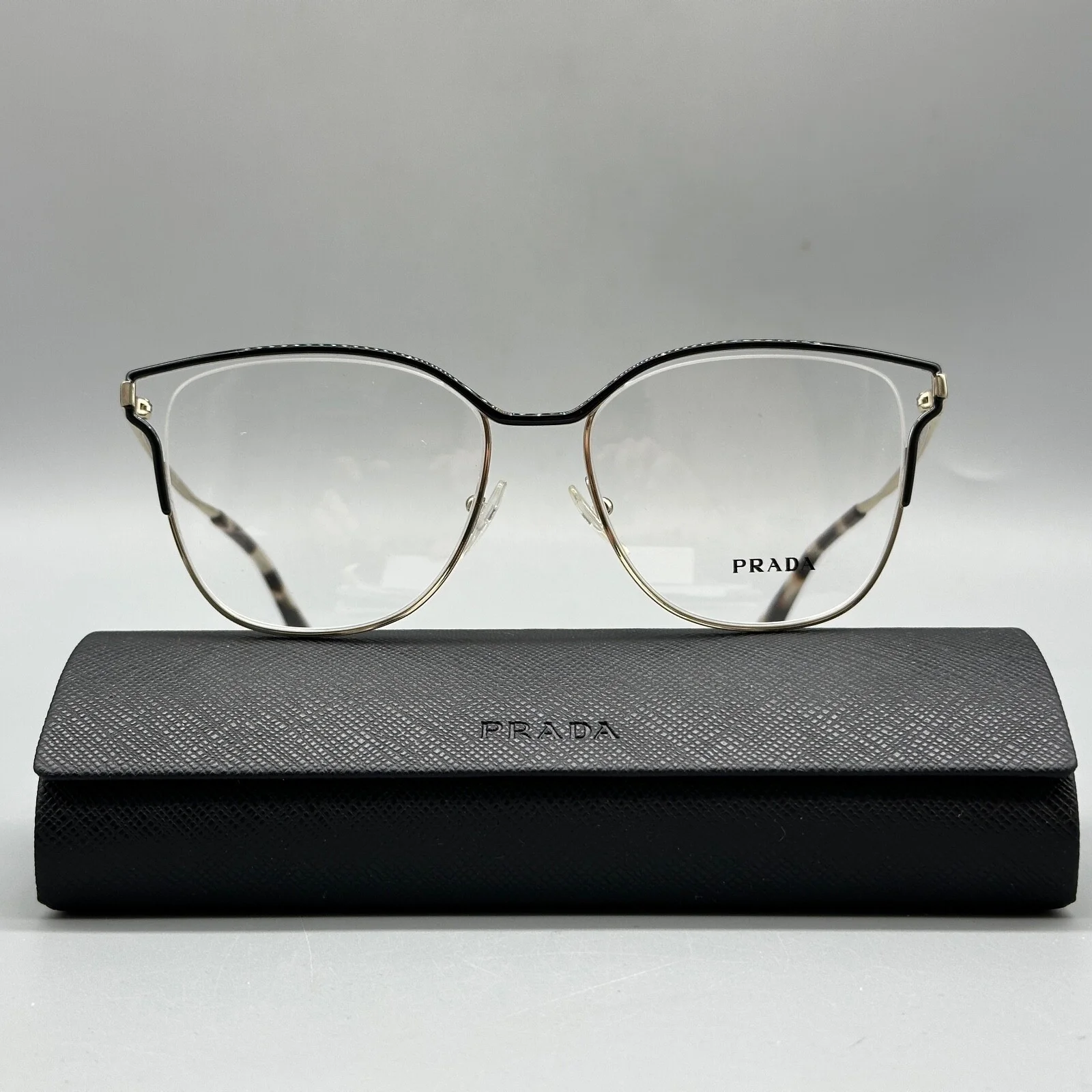 Prada PR 54UV QE3101 Unisex Eyeglasses -53-17-145mm- Gold/Black- 100% Original 2